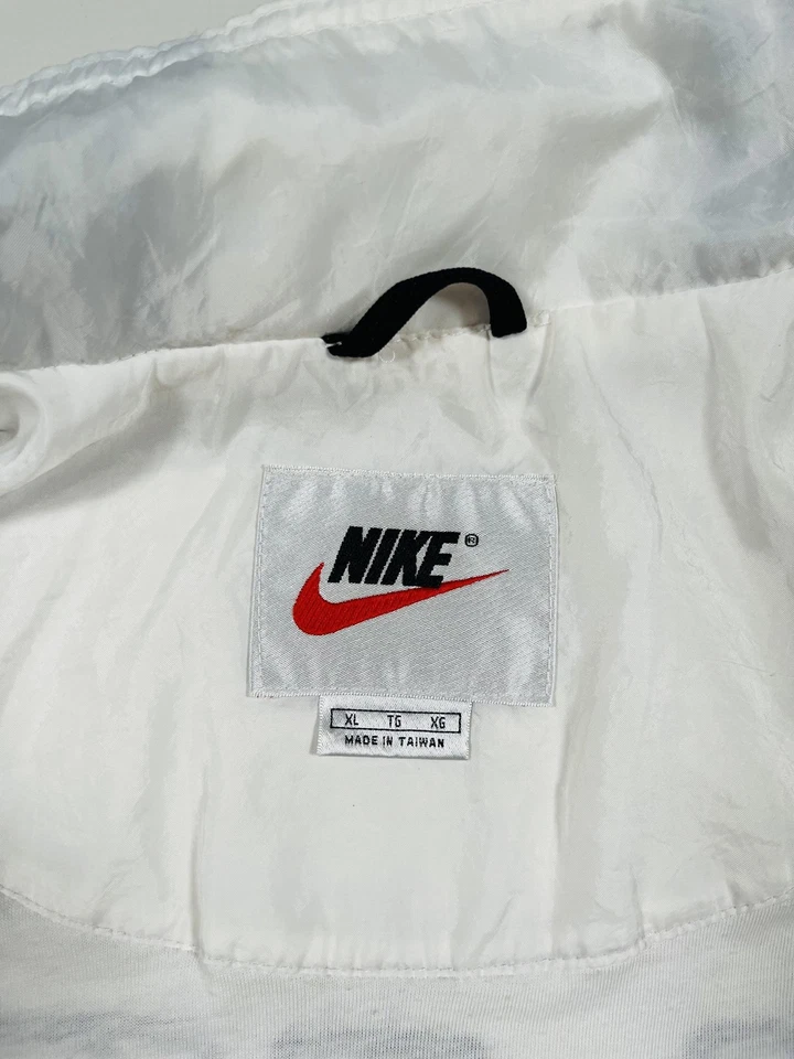 Jaqueta Nike Air Masculina Vintage Extra Grande Branca Azul Quebra-Vento Zíper Completo Anos 90 - Imagem 3 de 4