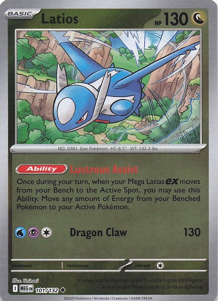Latios #101/132 NM Reverse Holo Uncommon ME01: Mega Evolution