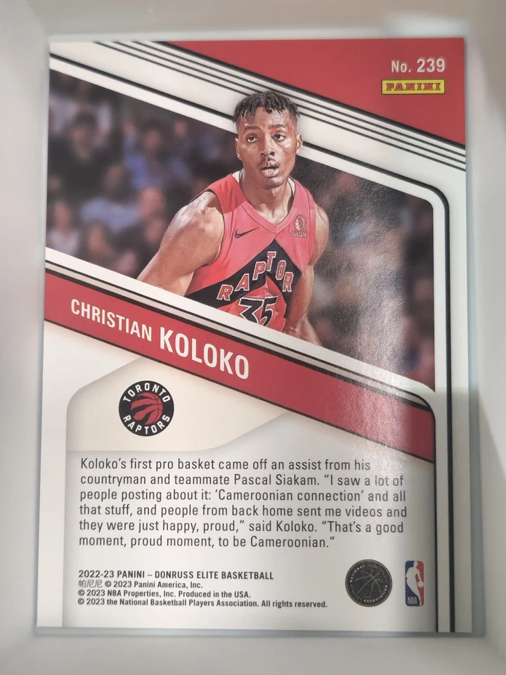 2022-23 Panini Donruss Elite Gold 05/10 Christian Koloko Rookie RC Raptors - Image 2 of 2