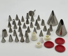 VTG 43pc Lot Wilton, Magic, Marpol Stainless Cake Decorating Tips/misc Korea B1