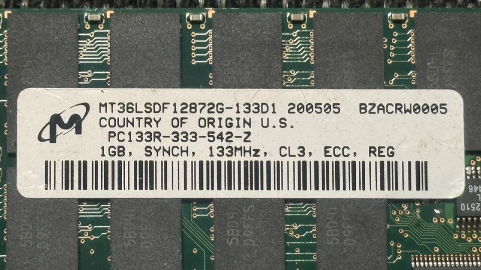2X Micron 1GB ECC MT36LSDF12872G-133D1 PC100-222-622R  / Kingston KVR133X72RC3 - Image 3 of 4