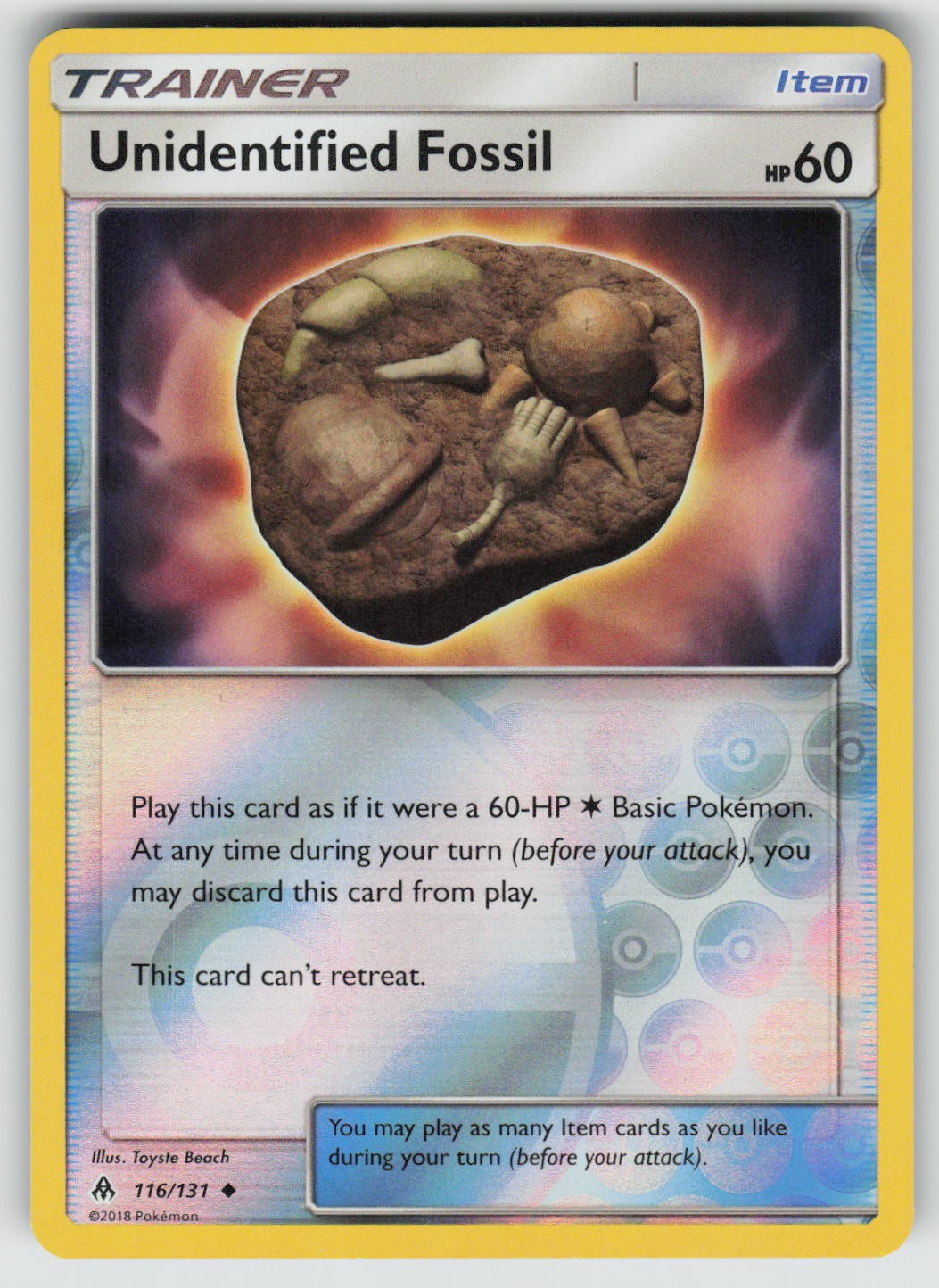 Unidentified Fossil 116/131 Uncommon Forbidden Light Pokemon Reverse Holo NM