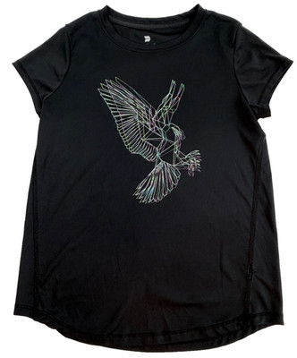 All In Motion Girls Athletic Shirt L 10-12 Black Graphic Eagle Tee