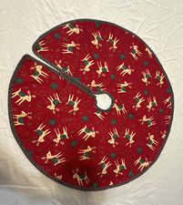Handmade Christmas Tree Skirt Reindeer Flannel Santa 27"