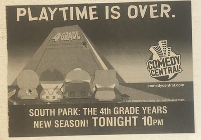 South Park Comedy Central Trey Parker Matt Stone Tv Series Vtg Print Ad Tpa35