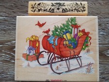 Christmas Rubber Stamps Birdhouses Primitive Country Sleigh Wood Stamps