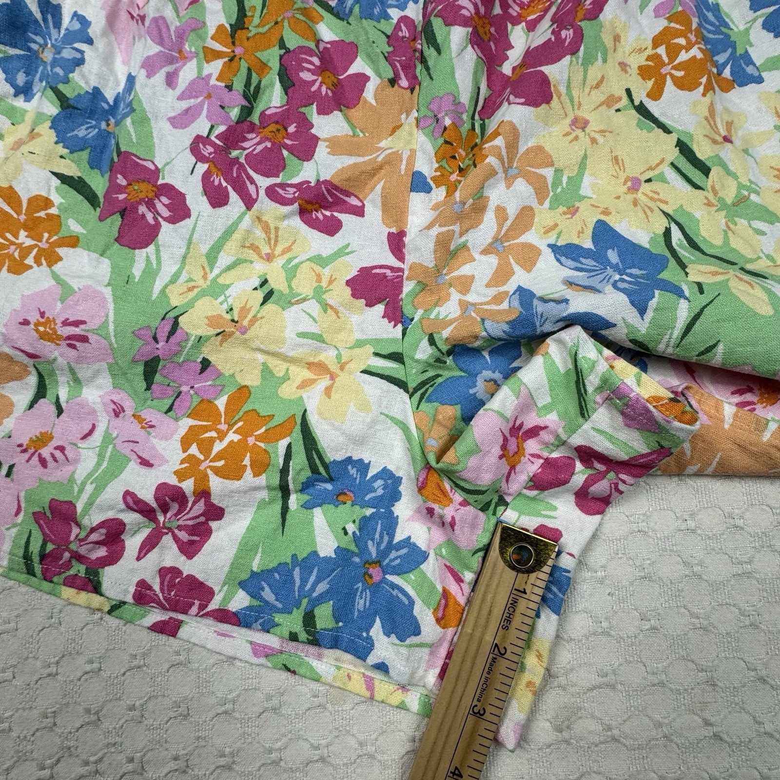 Old Navy Cami Romper Womens 2X Linen Blend Floral Sweetheart Smocking Beachy