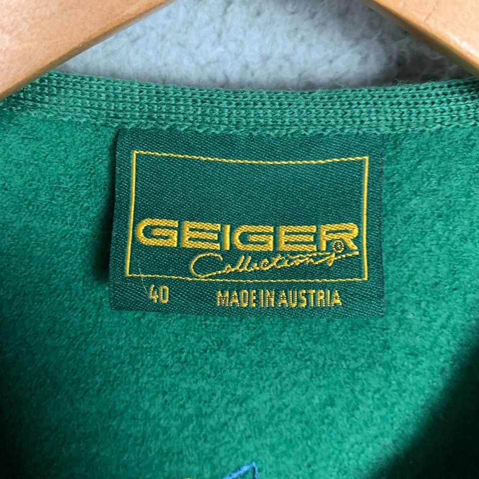 Geiger Collections Sweater Vest Womens 40 Green Embroidered Felted Boiled Wool - Image 3 of 4