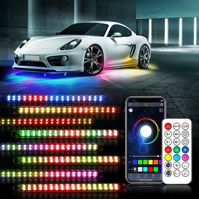 AUXBEAM RGB LED Underglow Lights bluetooth APP Remote Control Strips For Chevy