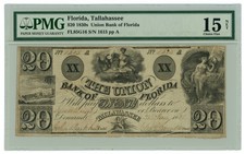 1835 Union Bank of Florida Tallahassee FL $20 PMG 15 NET B-57 R6 (65999)