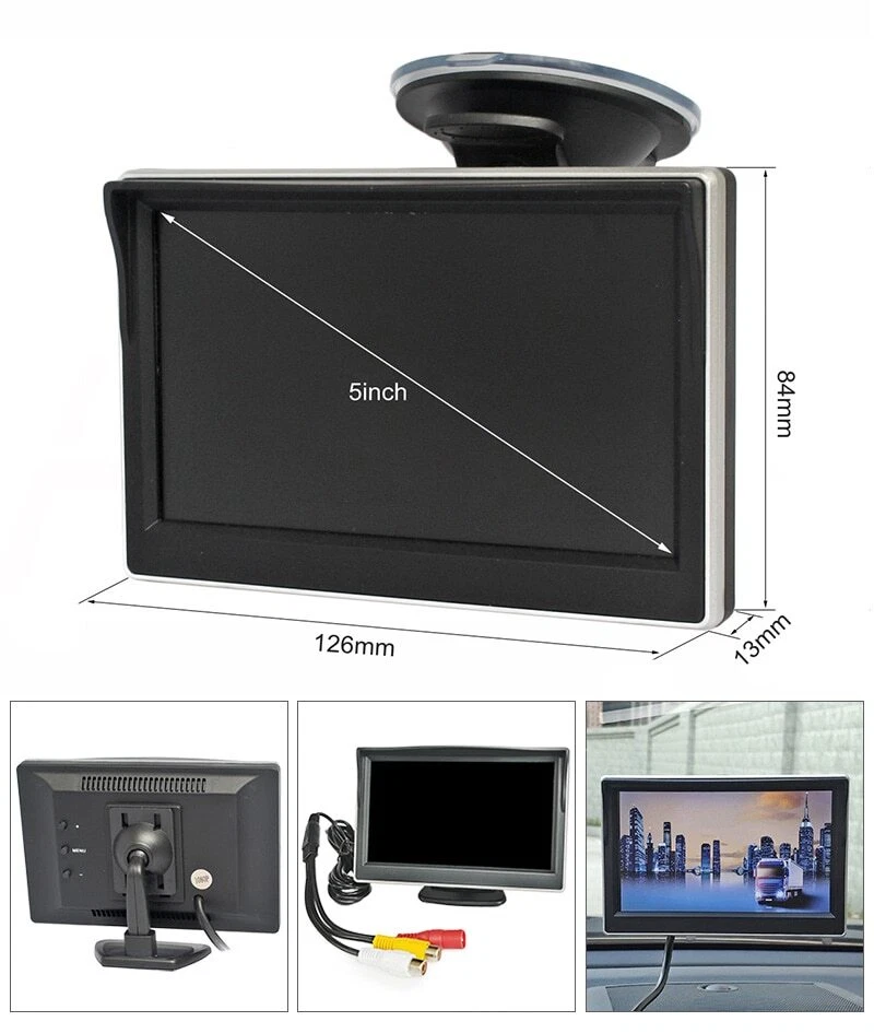 5" AHD IPS Car Monitor 1920x1080P HD 170 Degree Starlight Night Vision Backup - Image 2 of 4