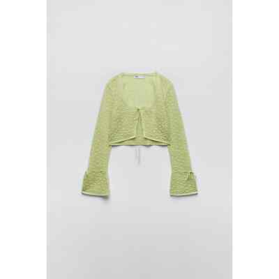 ZARA Metallic thread crop knit cardigan 4331/040