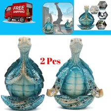 2Pcs Sea Turtle Meditating Yoga Statues Home Decor,Resin Zen Spiritual Figurine
