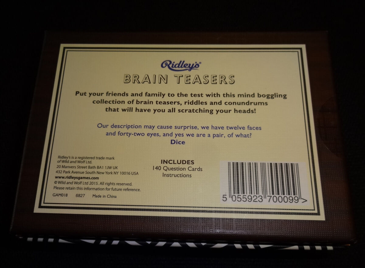 Ridley's Games Room Brain Teasers 140 Trivia Question Cards