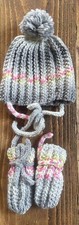HandMade Knitted Baby Hat  Mitten Set