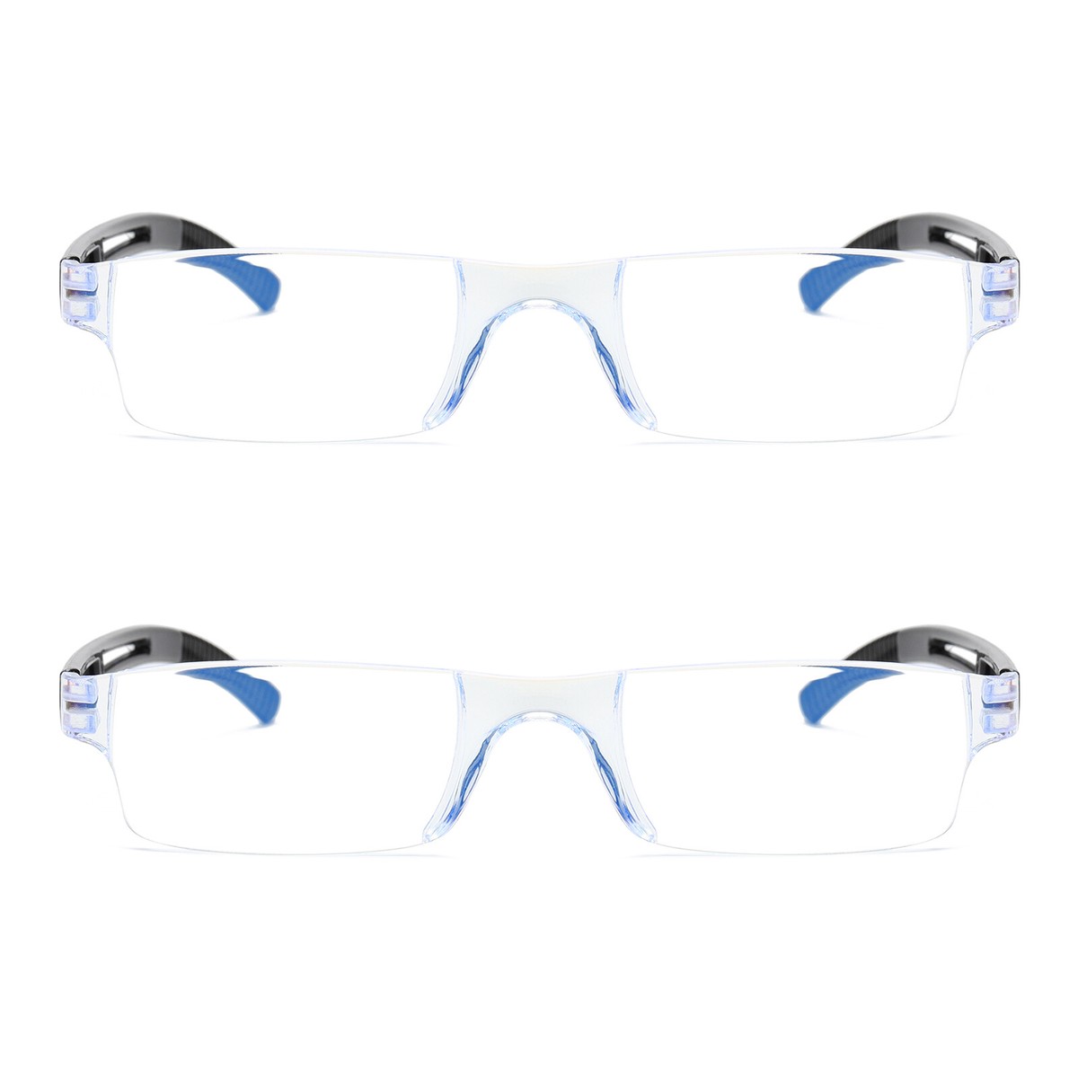 2PK Rimless Unisex Anti Blue Light Reading Glasses Blue Tinted Reader Men  Women