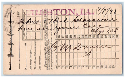 Creston IA Postal Card Western Union Telegraph Glassware Order 1891 Posted