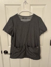 FIGS Rama Crew Scrub Top in Graphite Gray