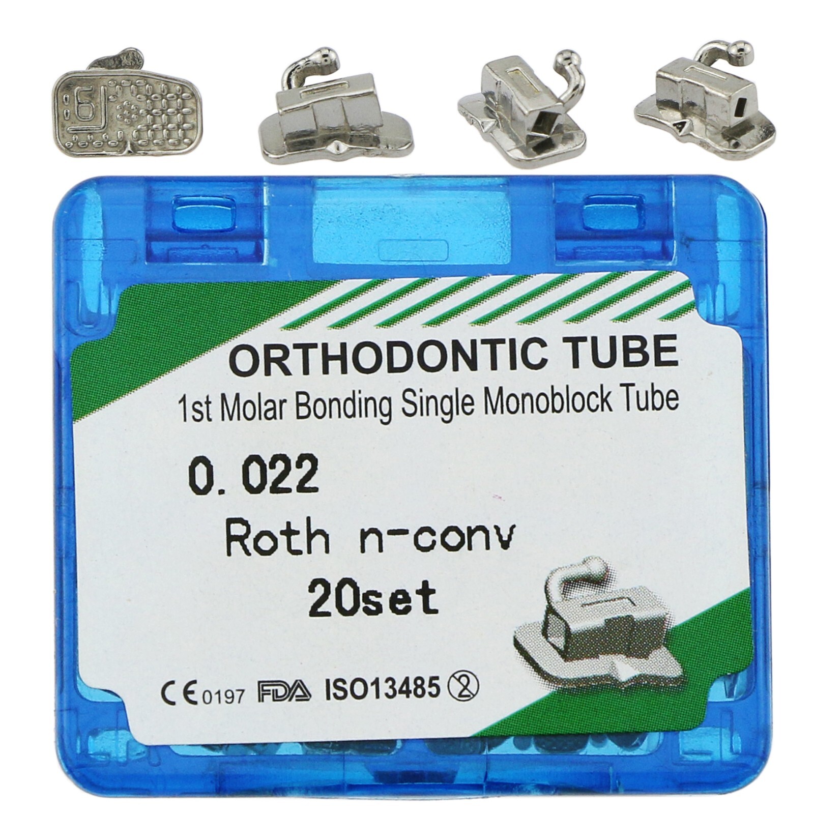 80Pcs Dental Orthodontic Monoblock Buccal Tube Molar Tube Roth 022 1st Bondable