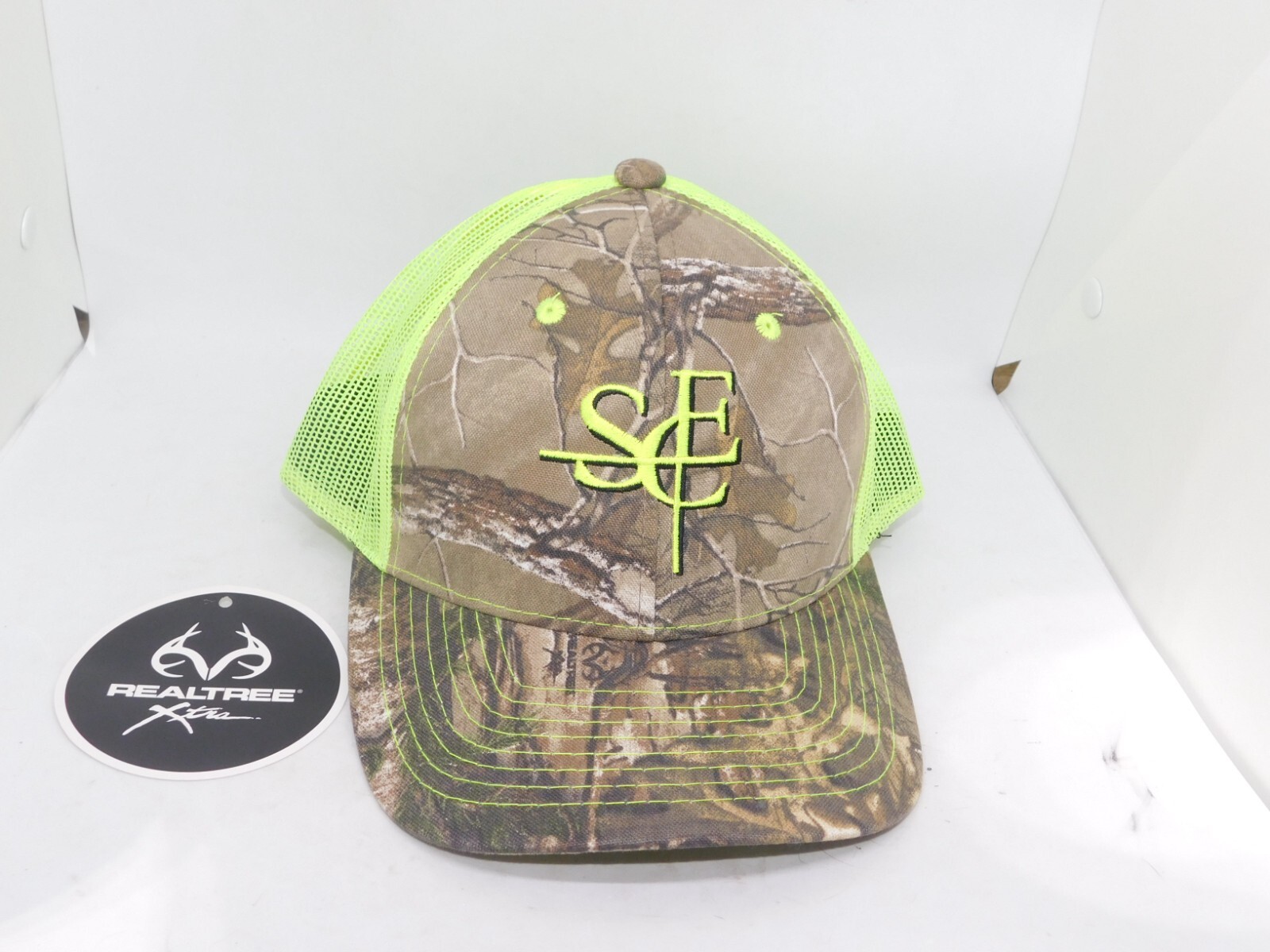 Realtree Xtra Camo Trucker Hat with Neon Green Mesh Back Cap