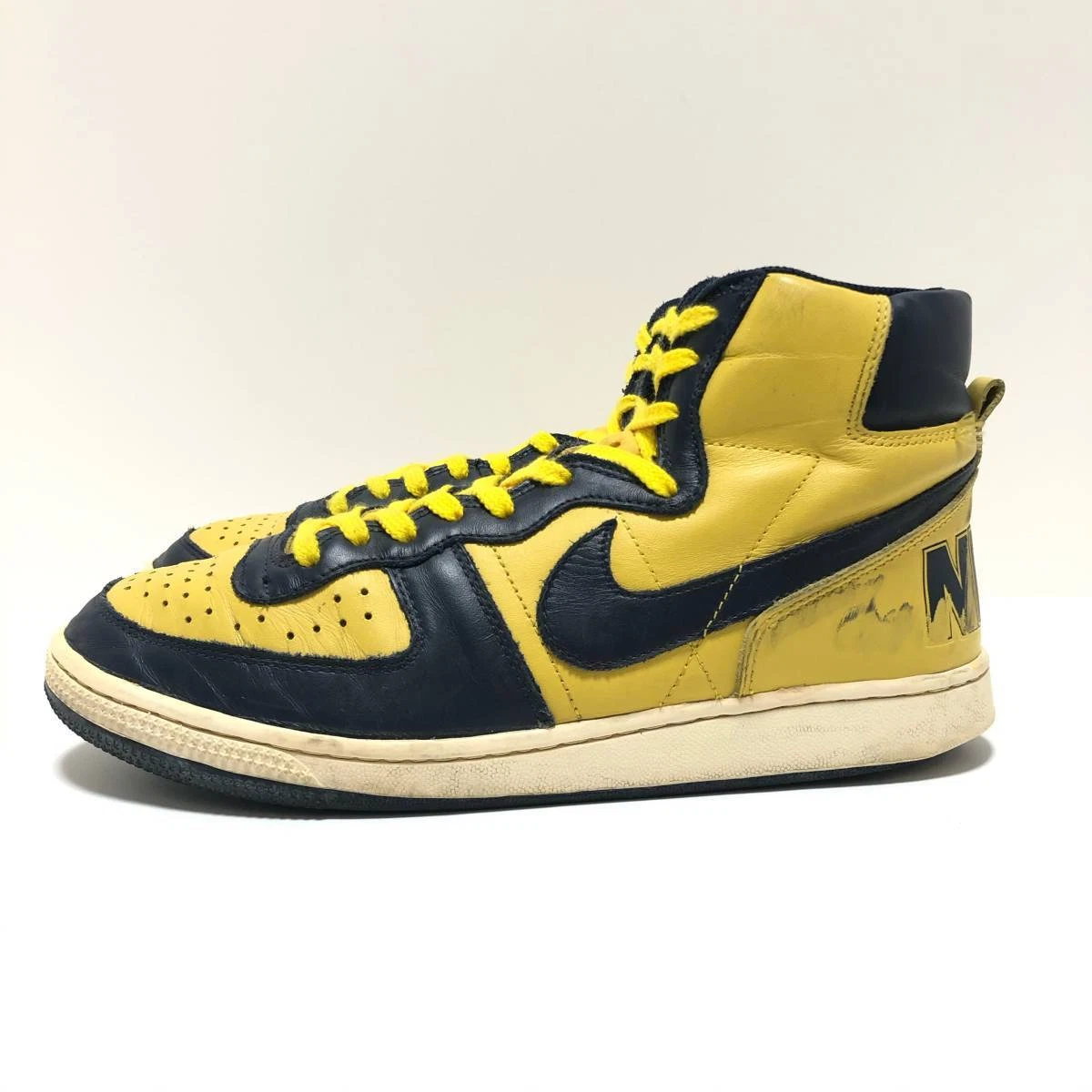 NIKE TERMINATOR HIGH VNTG Navy x Yellow Michigan Color Men's US10.5 2008 Used