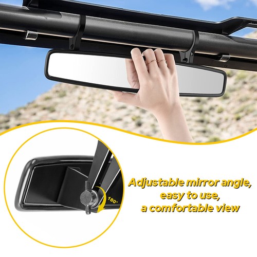1.75" Center Rear View Mirror Roll Cage Bar UTV Mirrors For Polaris Ranger RZR - Picture 5 of 11