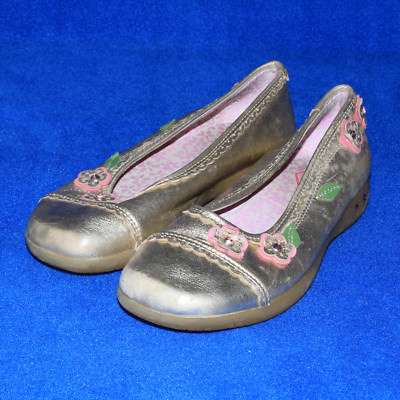 Oilily Flats Gold w Floral Leaf Jewels Details Soft Rubber Sole size 33