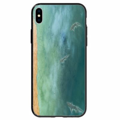 For Samsung Galaxy Note Series Phone Back Case - Shark on Beach Seashore BC09