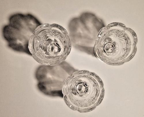 Vintage Lead Crystal Bohemian Fan Pattern Footed Votive Candleholder Qty 3 NEW - Picture 3 of 6