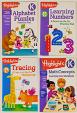 Highlights Learning Books Lot 4 ct. Alphabet/Numbers/Tracing/Math Activity Kid