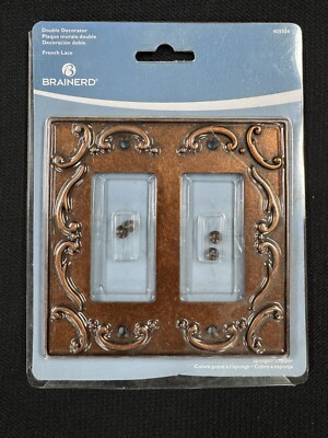 405504 BRAINERD DOUBLE DECORATOR WALL PLATE FRENCH LACE SPONGED COPPER 64260