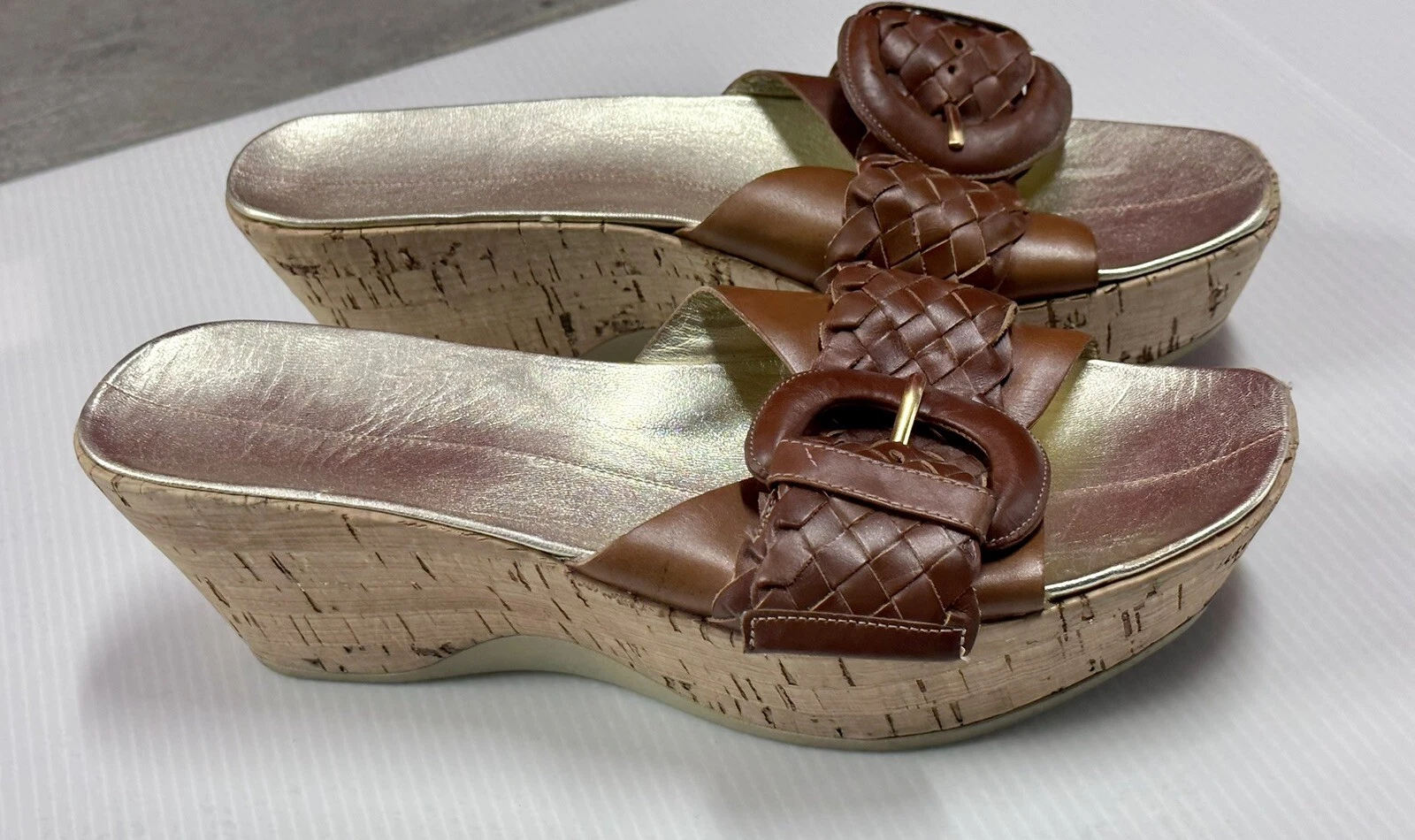 Nike Lab serie G zeppa sughero donna taglia 9B tessuto fibbia cinturino slip on