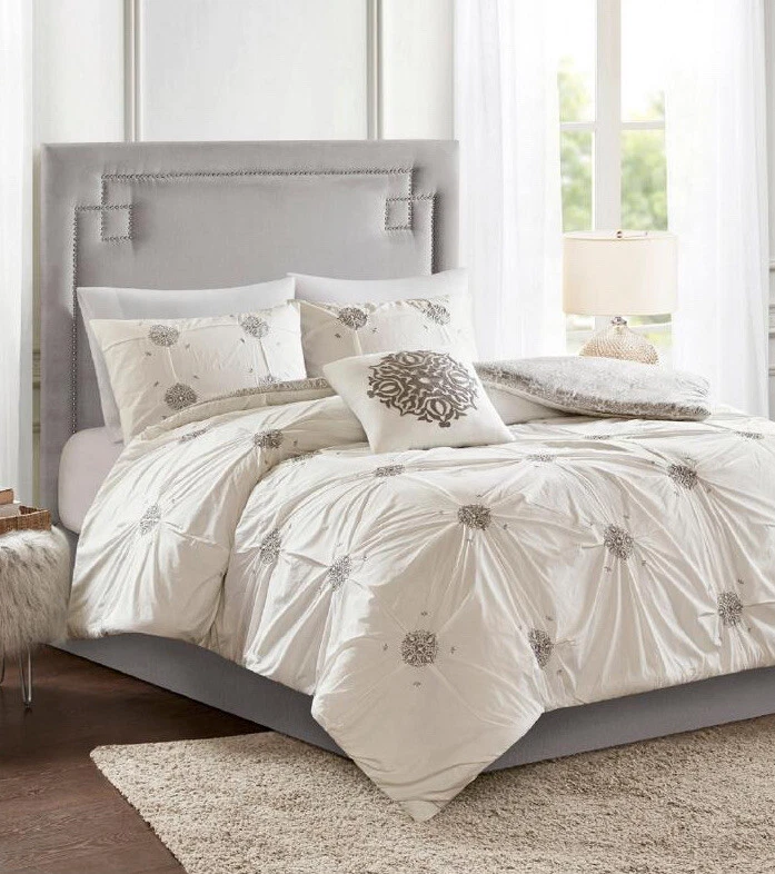 Juego de funda nórdica Madison Park 4 piezas gris/marfil. Completo/Reina.🖤 Foto 2 de 4