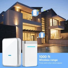 US Multiple Volume Loud Door Bell with Plug-in Receiver Self-Powered Transmitter