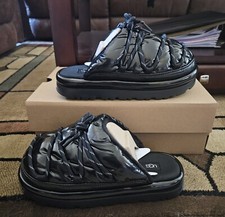 UGG SPACESLIDER HI SHINE SLIDE PLATFORM SLIPPER SHOES, WOMEN US 9 NIB BLACK