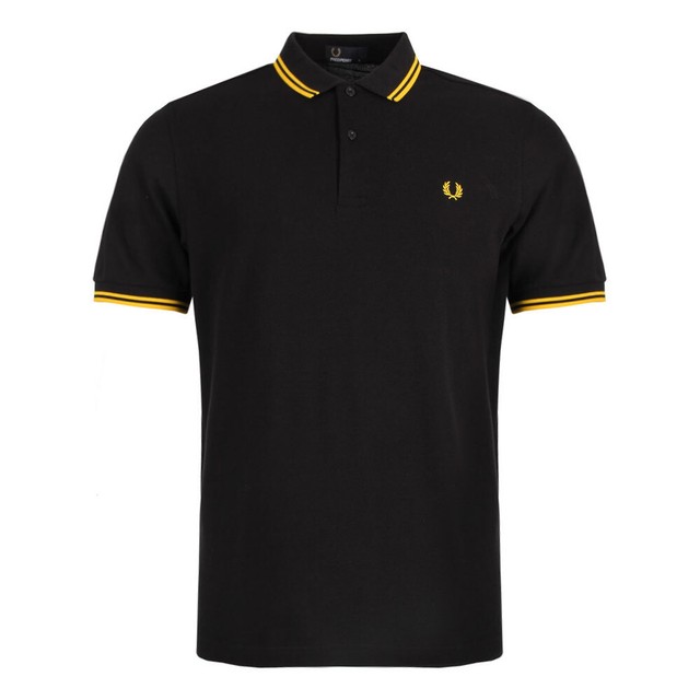 fred perry black yellow yellow twin tipped shirt