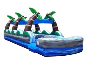 35 Tropical Splash Commercial Dual Lane Inflatable Slip And Slide