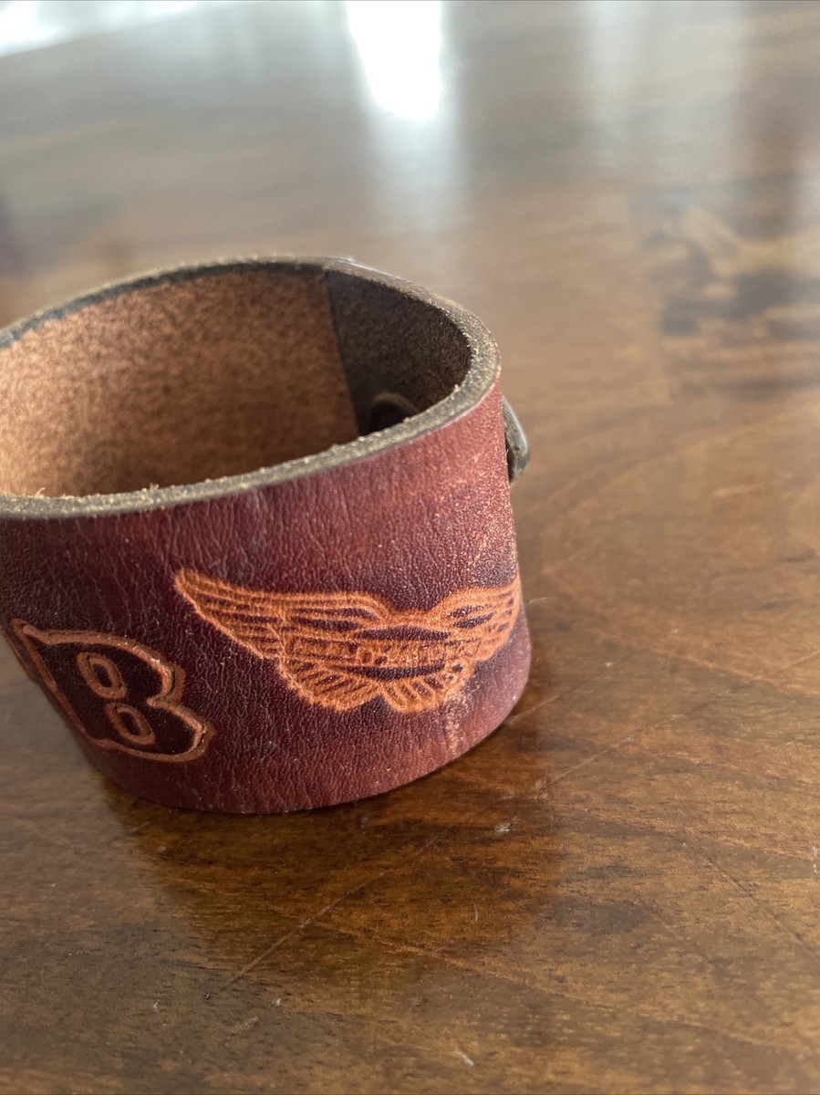 Vintage “ROB” Harley Davidson Leather Bracelet Cuff Wristband Snap