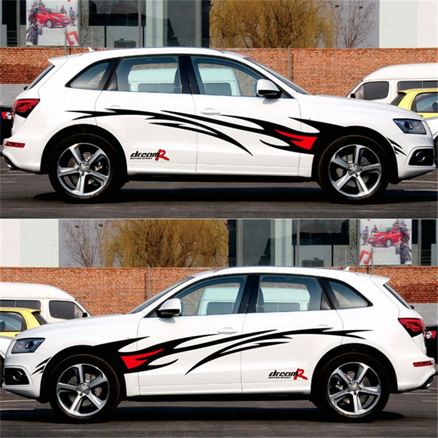 2 piezas calcomanías adhesivas de vinilo decoración diseño gráfico llama negro + rojo lado carrocería coche Foto 3 de 4