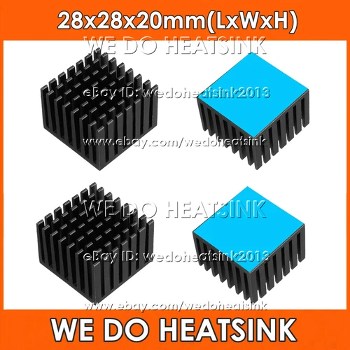 28x28x20mm Black Anodized Heatsink Radiator Cooler With Thermal Pad for CPU IC