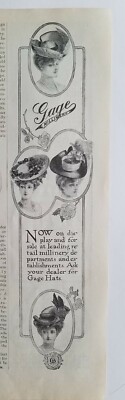 1905 women's Gage millinery big hats flowers feathers vintage fashion ad