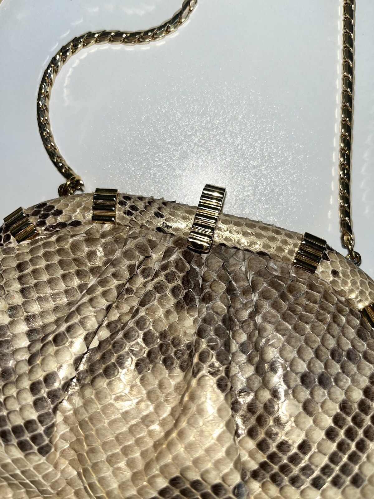 Judith Leiber Grey Python Clutch - image 3