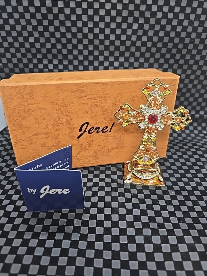 Artículos de regalo de lujo Jere, caja de baratija cruzada dorada con joyas (ultra rara) Foto 2 de 4