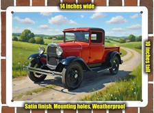 Metal Sign - 1930 Ford Model A Pickup Oil Painting - 14x10
