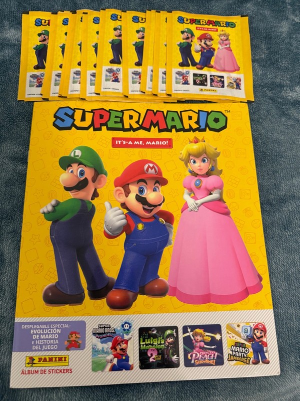 NEW Rare!  2025 PANINI Super Mario  Album Sticker Book with 12 Pack of Stickers