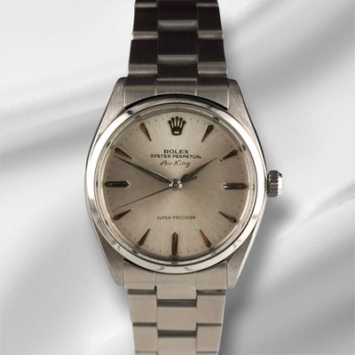 Rolex 34mm Air King Precision Steel Silver Dial Vintage Men's Watch 5500