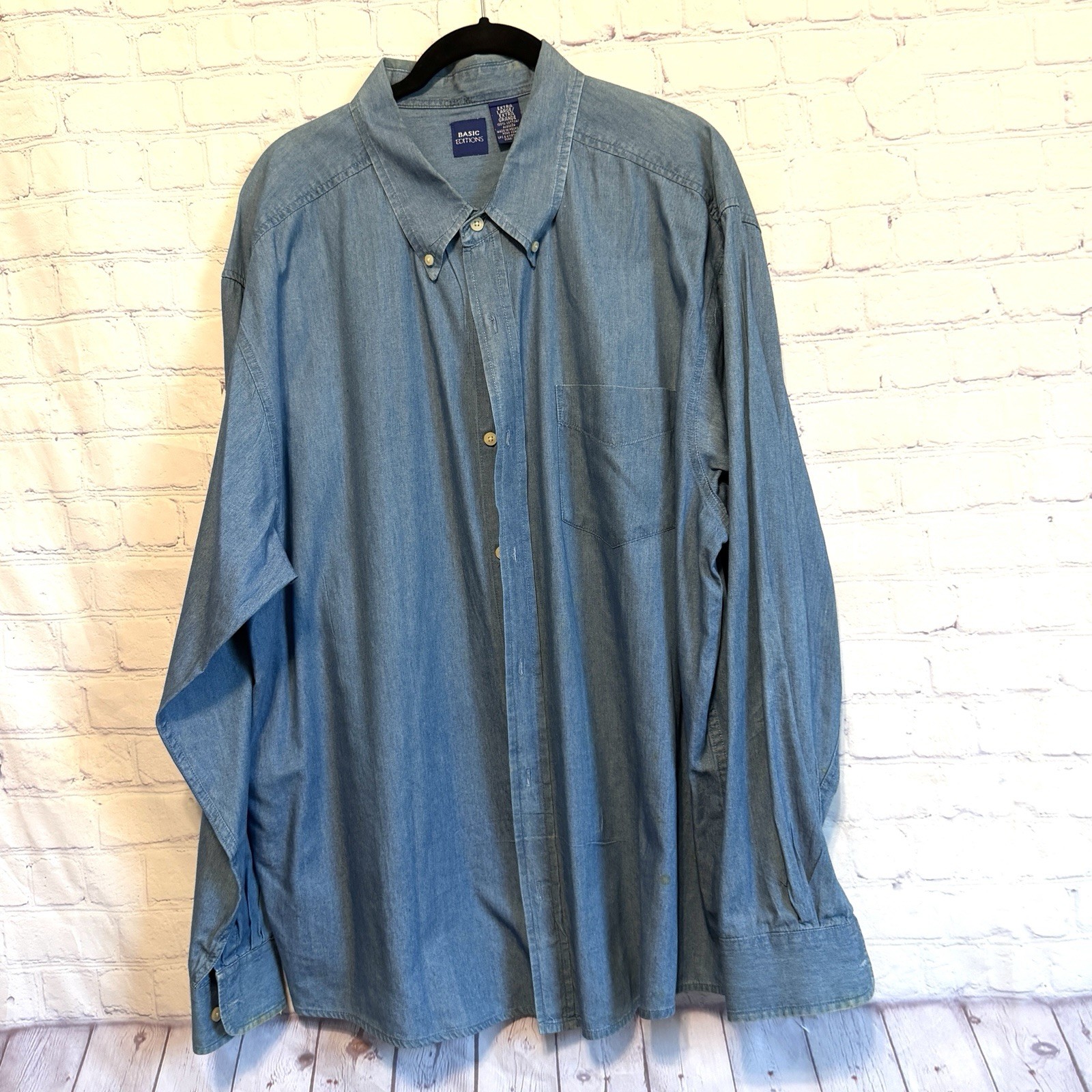 Vintage Basic Editions Chambray Button Front Up S… - image 2