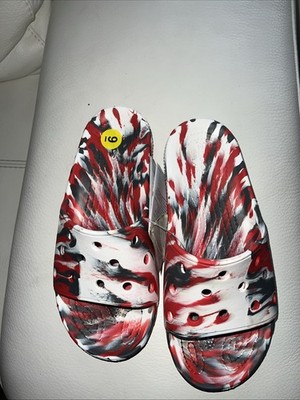 Crocs Classic Marbled Black White Red Tie Dye Clogs Size M9 | eBay