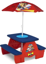 4 Seat Activity Picnic Table with Umbrella and Lego Compatible Tabletop, PAW Pat