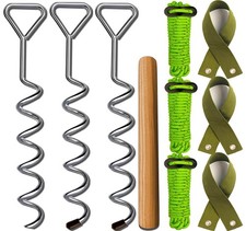 Heavy Duty Tree Stake Set - 16" Straightening Kit Spiral Metal Stakes & Doubl...